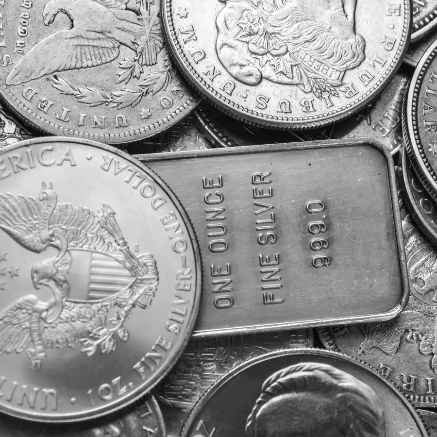 Silver Bullion and Coins Illustration