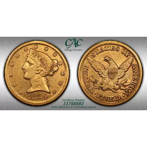 1854-D Weak D $5 (4)