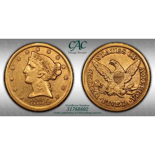 1854-D Weak D $5 (4)